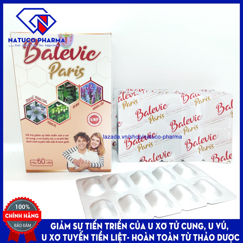 BaleVic Paris - giảm sự tiến tiển của U xơ tử cung, U vú thành phần Trinh nữ hoàng cung, Hoàng kỳ, Xạ đen,Tam thất - 60v
