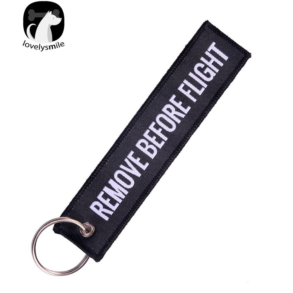 Móc khóa thêu chữ Remove Before Flight