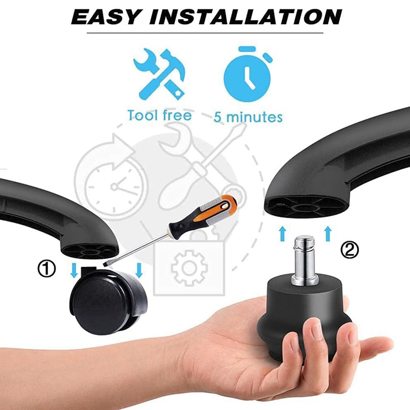 Bộ 5 Bánh Xe Thay Thế Cho Ghế Xoay Ngồi Văn Phòng