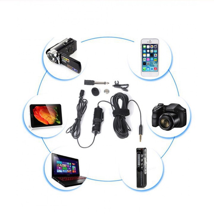 Mic thu âm cài áo cho Điện thoại, Máy tính, Máy quay phim Lavalier Microphone
