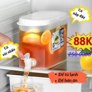 Bình nước 3.5L có vòi để tủ lạnh tiện lợi, Bình đựng nước nhựa PP cao cấp Việt Nhật an toàn sức khoẻ, siêu bền A37