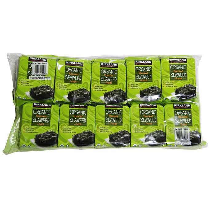 Rong biển sấy khô ăn liền Kirkland Organic Seaweed 17g