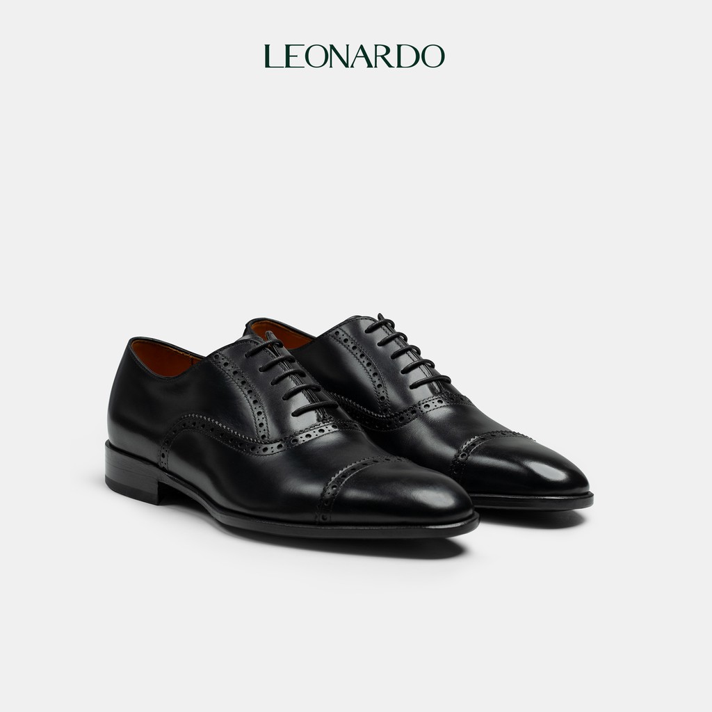 Giày tây nam dáng Oxford Captoe thương hiệu Leonardo