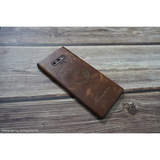 Miếng dán da skin Samsung Note 9 -Da bò vân trơn vàng nâu - D7