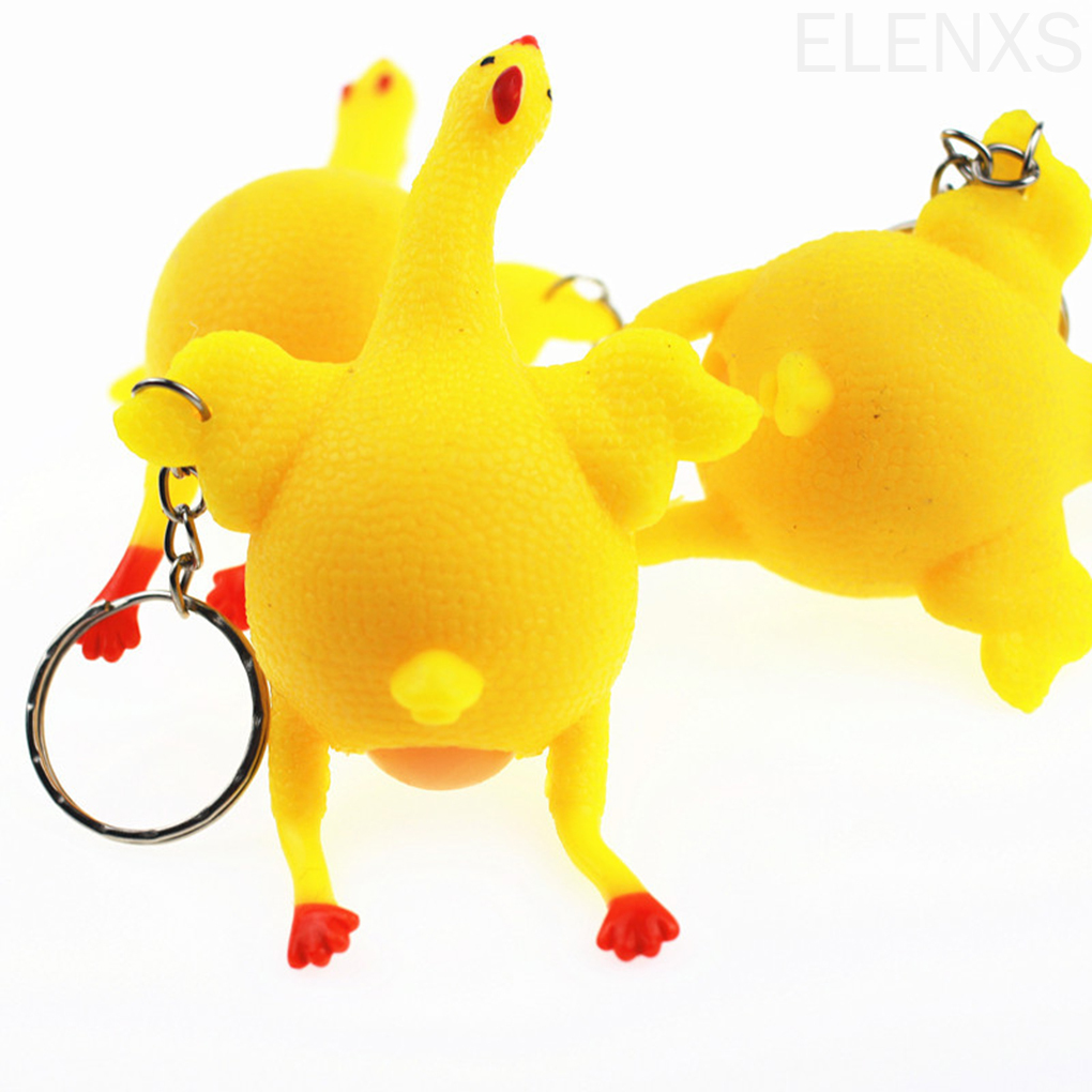 Đồ Chơi Chú Gà Giải Tỏa Căng Thẳng Có Móc Khóa Đơn Giản Đáng Yêu