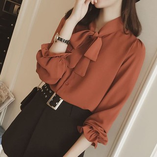 Sơ mi nữ tay dài cổ thắt nơ