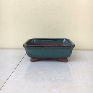 Chậu bonsai Chữ nhật bo mini men hỏa biến gốm Bát tràng 1 size BM-22 -hm