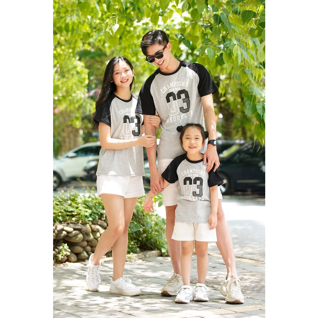 Áo phông trẻ em SAYME tay raglan vải thun cotton co giãn, set gia đình đi biển đi chơi đều đẹp KCTS0013-14