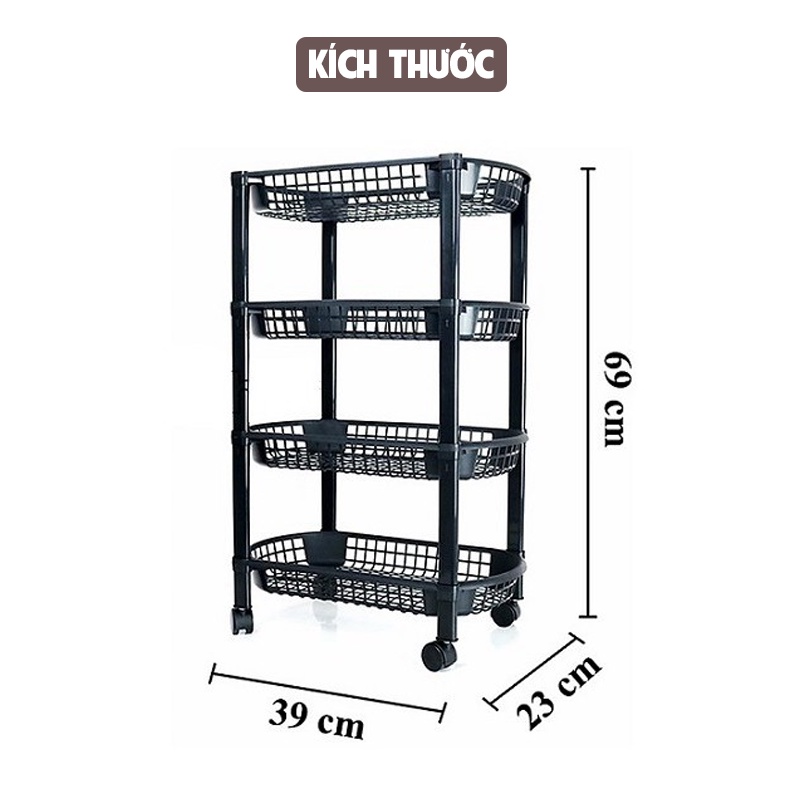 Kệ 4 tầng đa năng Tashuan có bánh xe TS-5319