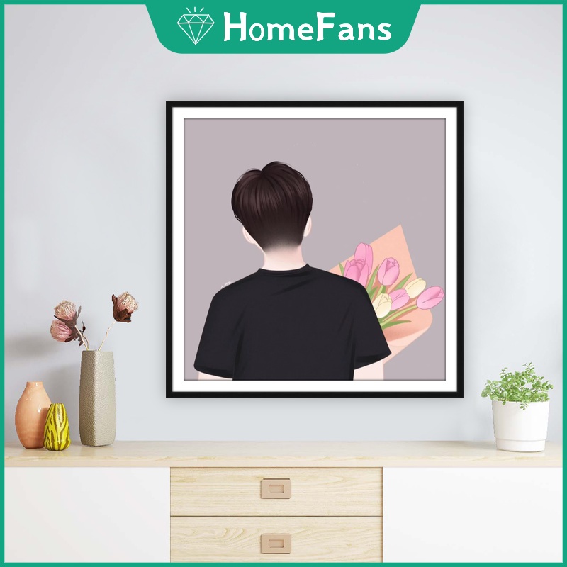 Bộ Tranh Đính Đá 5D Họa Tiết Hoa Đôi Độc Đáo Kích Thước 40x40cm/50x50cm DIY Dùng Trang Trí Nhà Cửa