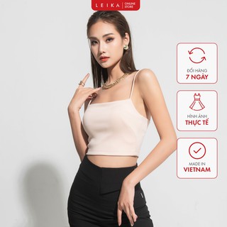 Áo 2 dây croptop trơn LEIKA chất thun hai da mềm mại, mát mẻ, co giãn
