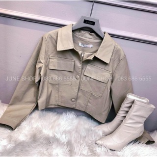 ÁO KHOÁC DA CROP TOP - ÁO DA DÁNG NGẮN - ÁO KHOÁC DA NỮ