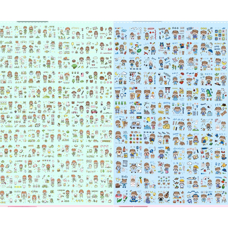 Bộ 100 Miếng Dán PET Chống Thấm Nước Họa Tiết Dễ Thương Trang Trí Kế Hoạch