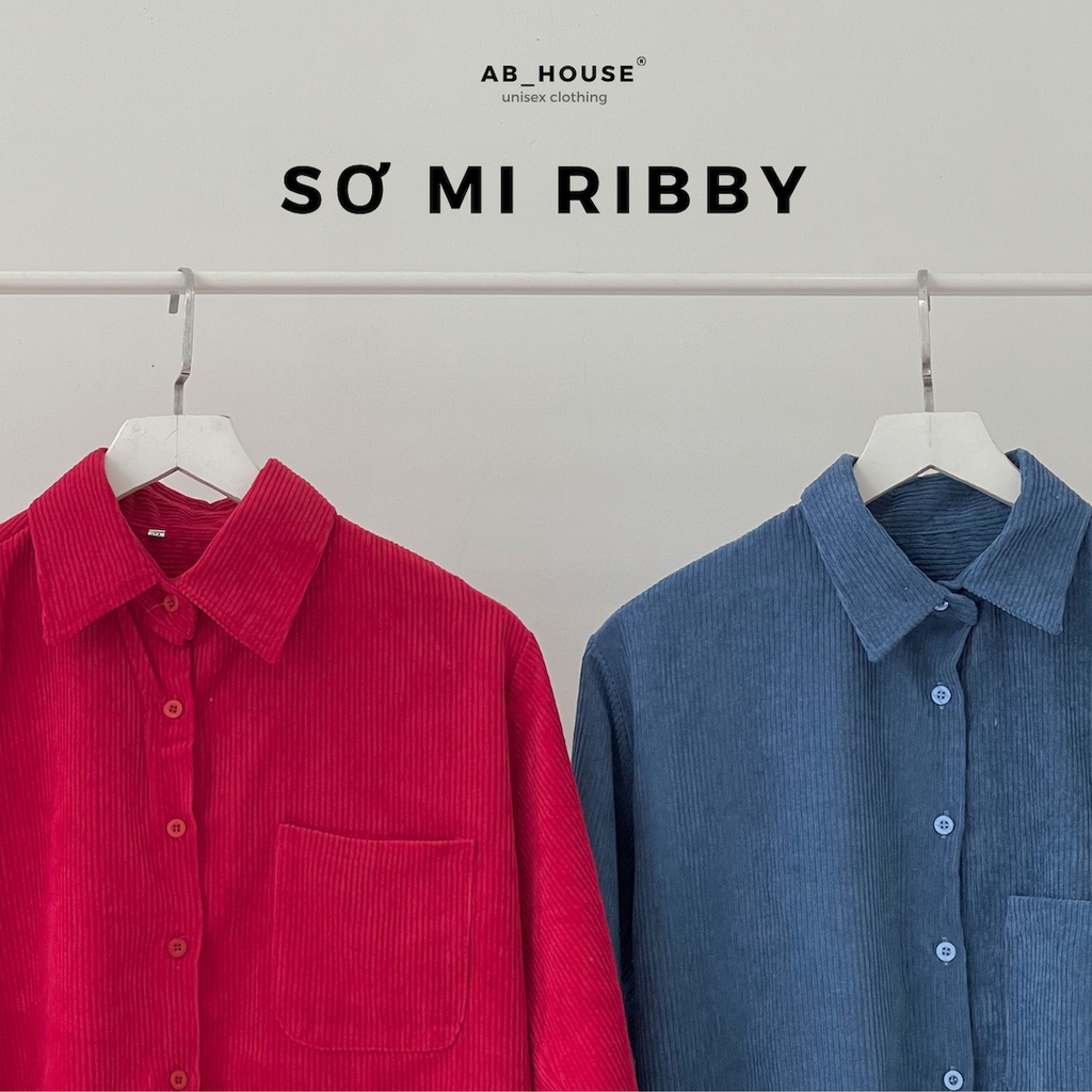 Áo sơ mi tay dài RIBBY gân tăm form rộng unisex nam nữ (Ảnh thật/Có sẵn)