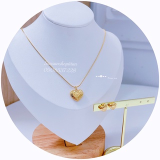 Dây chuyền, bông tai nữ titan mặt trái tim cao cấp không đen gỉ sansanshop
