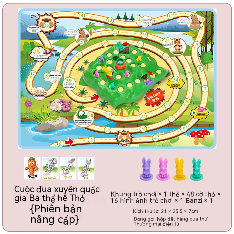 Bộ Trò Chơi Cờ Hình Thỏ/Rùa Tương Tác Giữa Cha Mẹ Và Bé