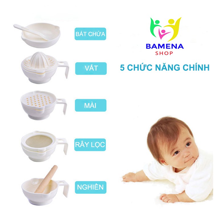 Bộ chế biến ăn dặm kiểu Nhật tiện dụng dành cho bé tập ăn dặm từ 5-6 tháng tuổi AD36