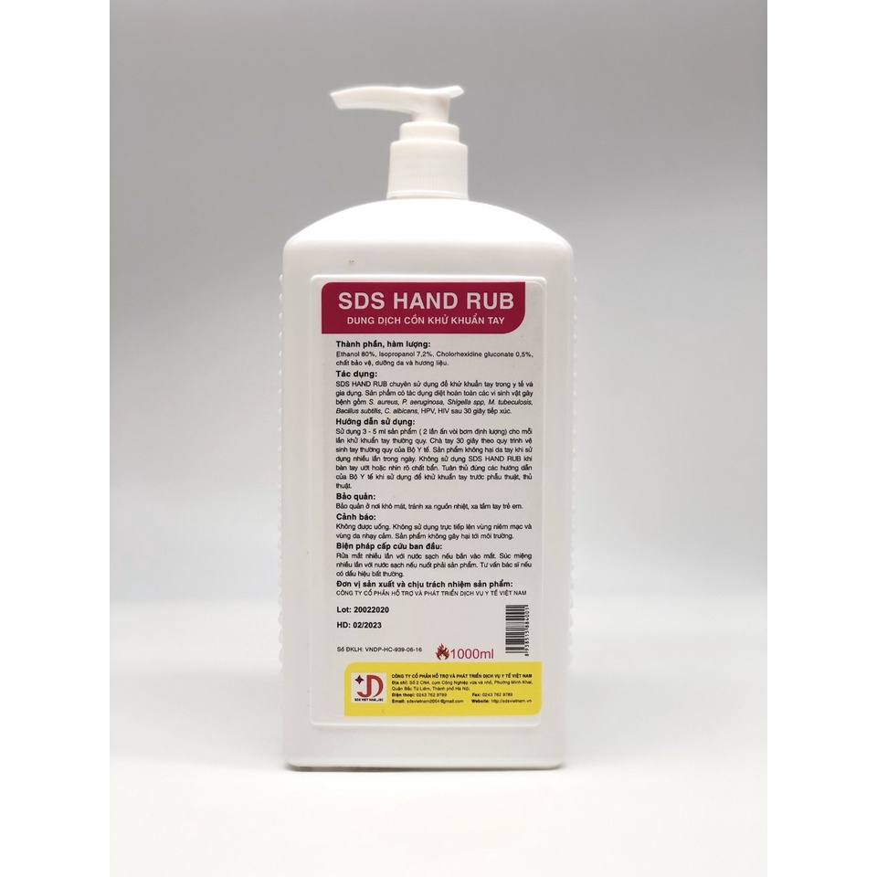  Nước rửa tay khô sát khuẩn SDS - Chai 500ml, 1 lít, Dung dịch sát khuẩn tay | BigBuy360 - bigbuy360.vn