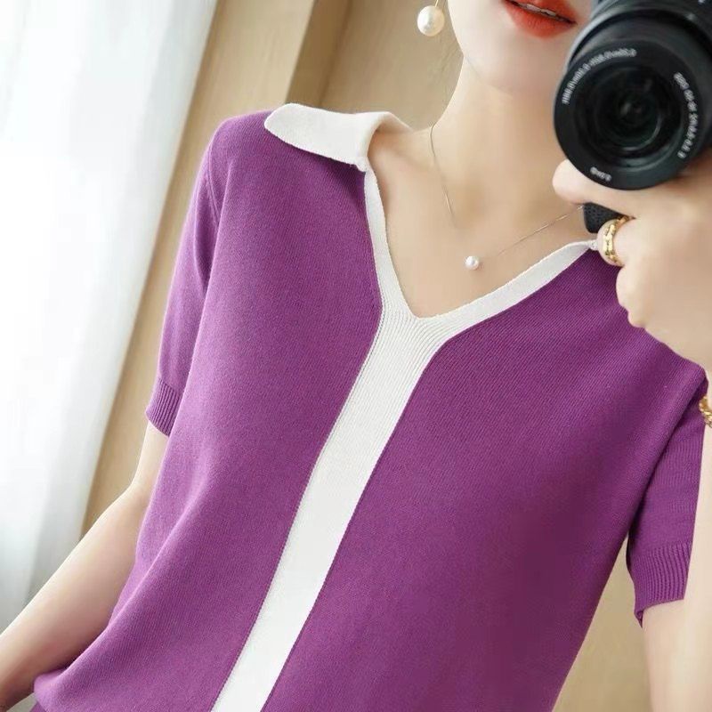 Áo thun tay ngắn dáng rộng thời trang mùa hè cho phụ nữ trung niên