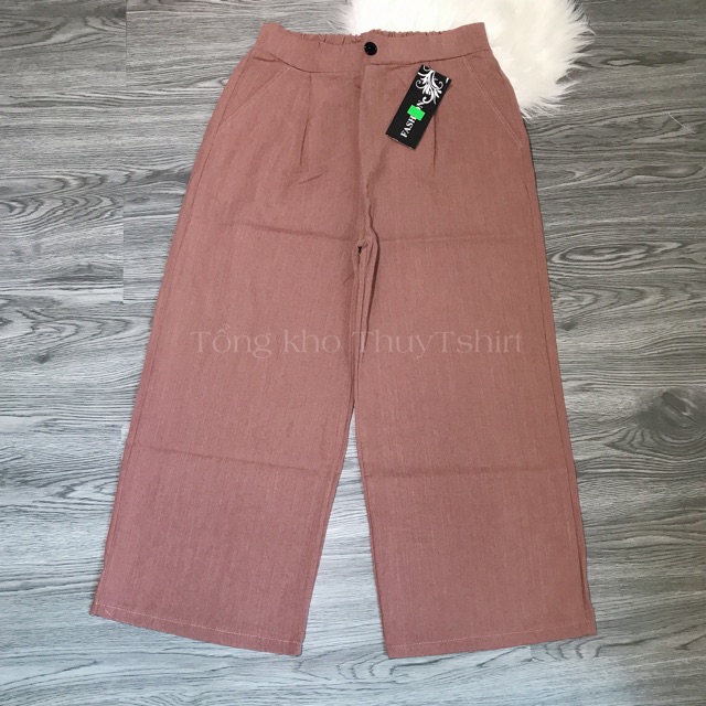 Quần culottes ống rộng nữ chất liệu đũi chiều dài 78cm