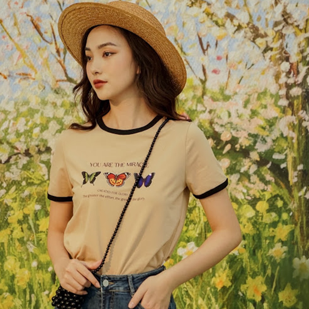 Áo thun tay lỡ Méo shop phông nữ cổ tròn cotton in chữ Miracle form rộng có size
