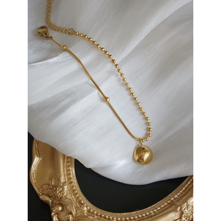 Lắc chân nữ titan bi dây mì lucky O1-403A - CAM KẾT KHÔNG GỈ, KHÔNG BAY MÀU - BẢO HÀNH 12 THÁNG