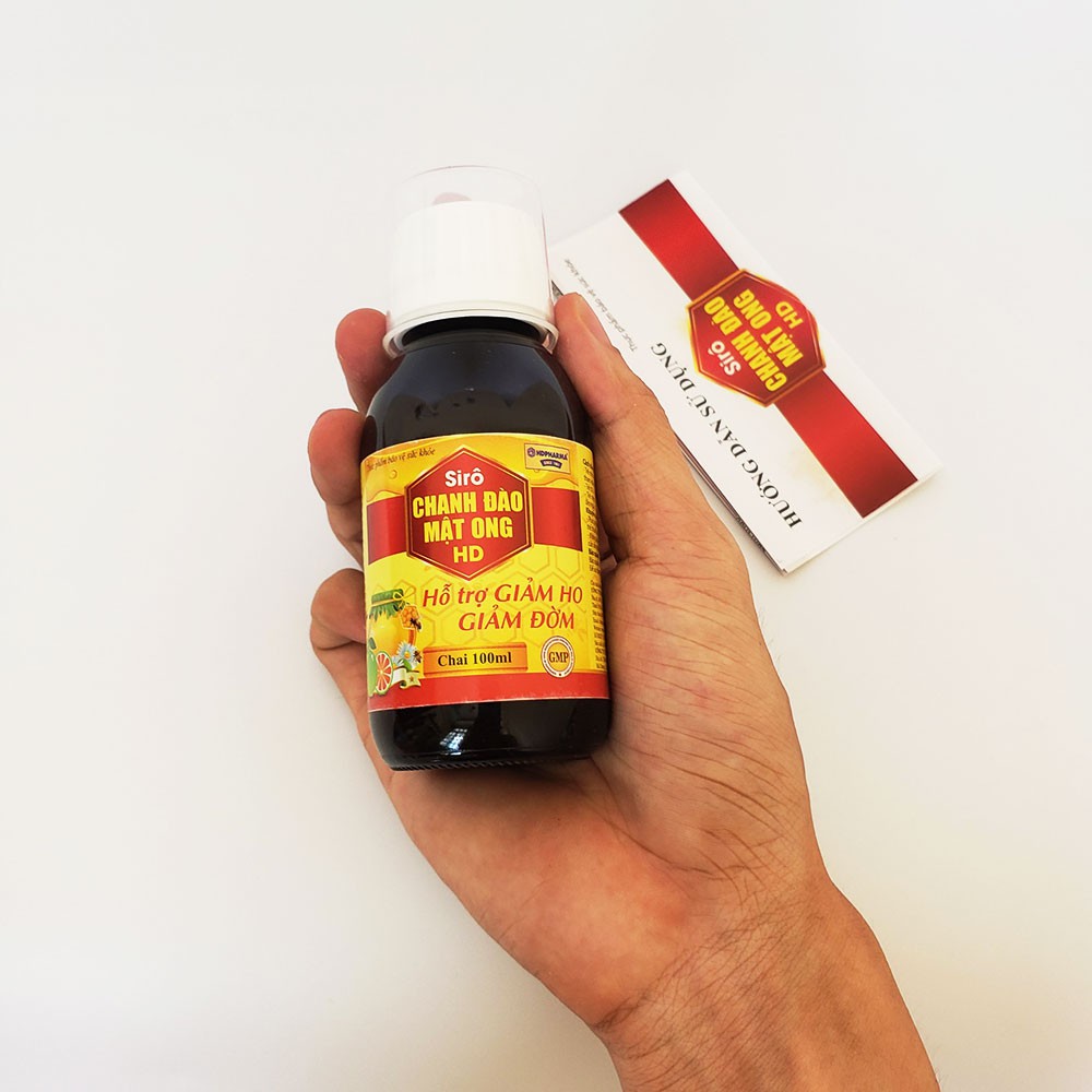 Siro Chanh Đào Mật Ong HD hỗ trợ bổ phế giảm ho tiêu đờm 100ml