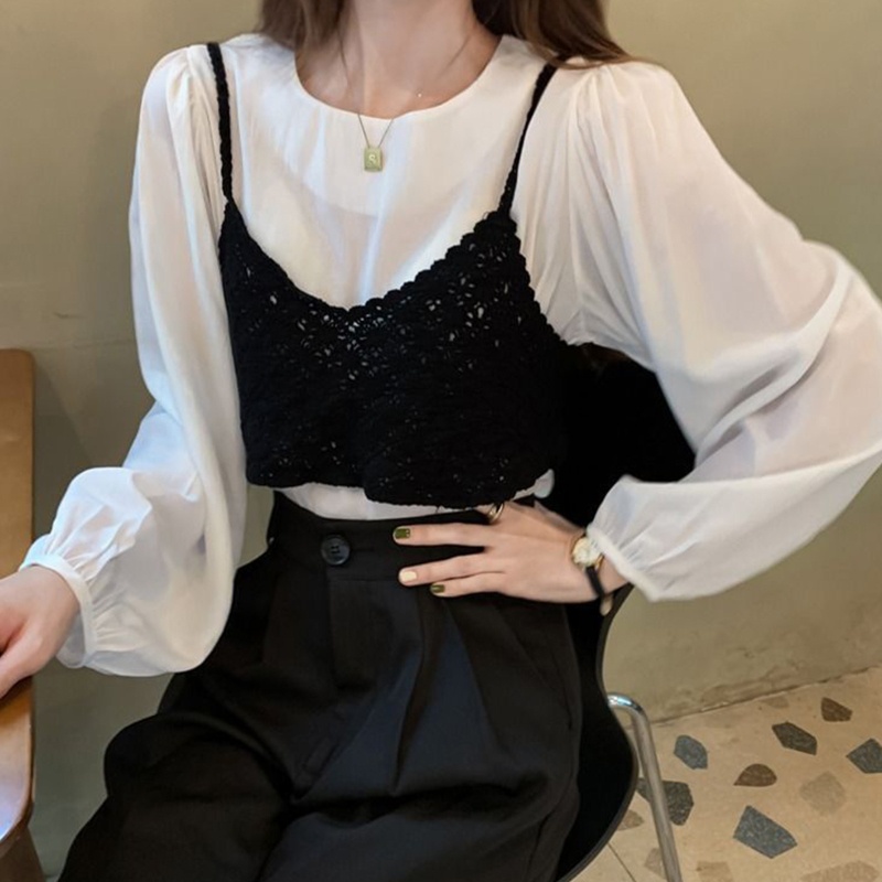 Áo Croptop Dệt Kim Hai Dây Cổ Chữ V Dáng Rộng Màu Trơn In Hình Hoa Cúc Nhỏ Thời Trang Mùa Hè Cho Nữ