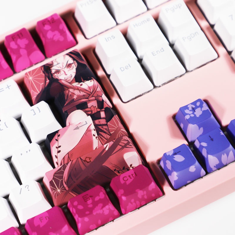 Kamado Nezuko Keycap Cherry Profile Demon Slayer Theme anime PBT Dye phụ bàn phím cơ Keycap