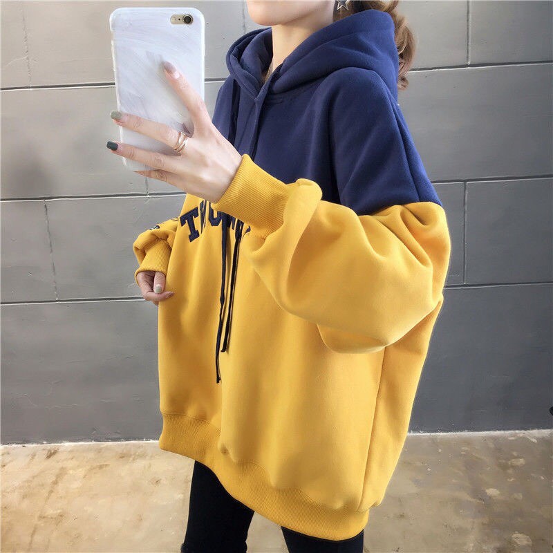 Áo khoác, áo hoodie unisex nam nữ nỉ ngoại đơn giản phối 2 màu dễ thương năng động thời trang học đường