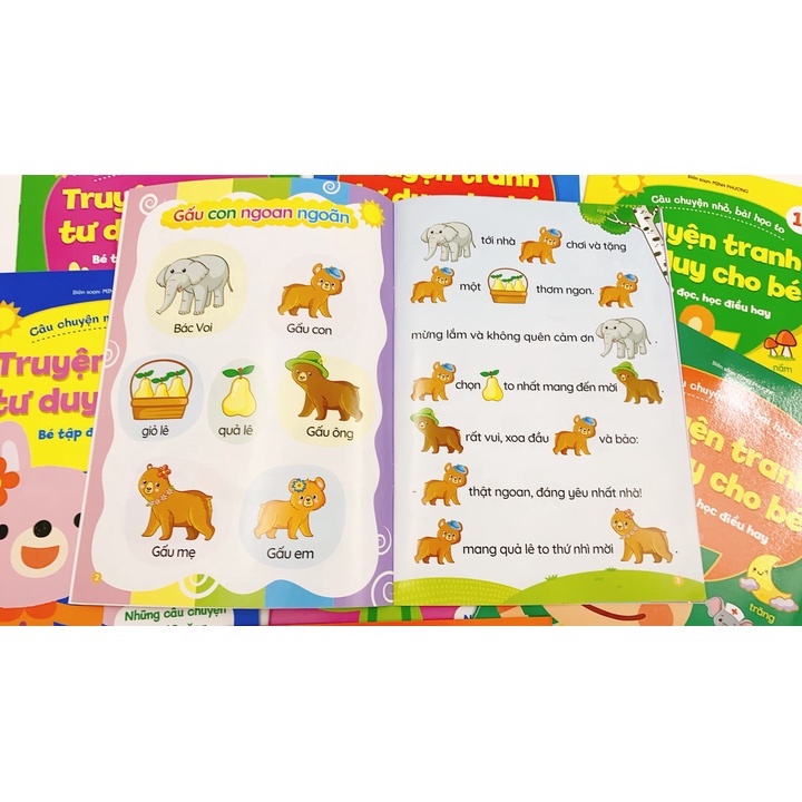 Sách - Truyện tranh tư duy Bé tập đọc, học điều hay  chăm ngoan hiếu thảo kiên trì rèn luyện thông minh 1 tuổi -chọn lẻ