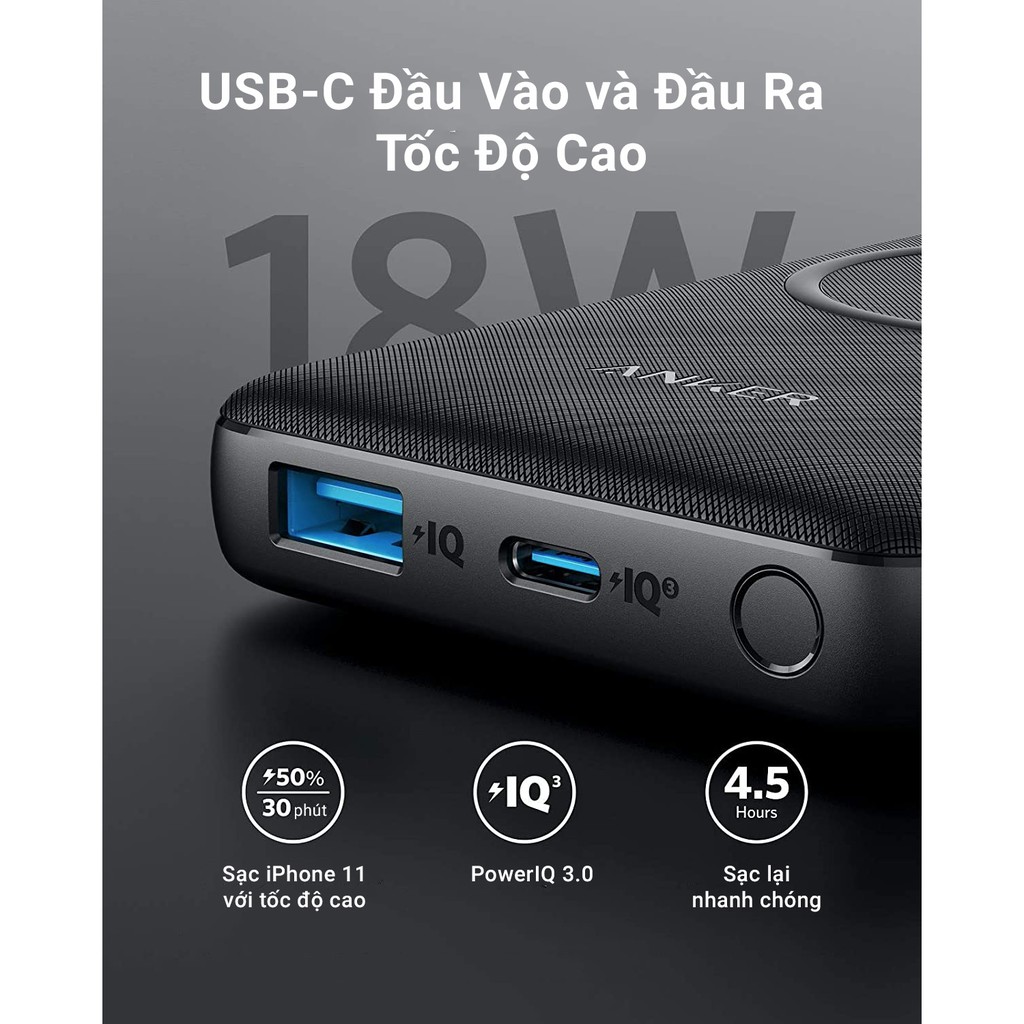 Sạc dự phòng không dây ANKER PowerCore III 10000mAh - A1617