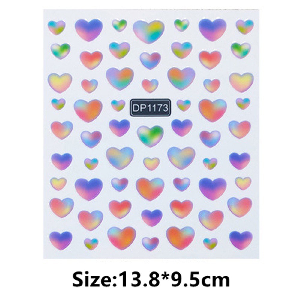 [Hàng mới về] Sticker dán móng tay tự dính DIY họa tiết trái tim 3D nhiều kiểu tùy chọn dễ thương dành cho bạn nữ