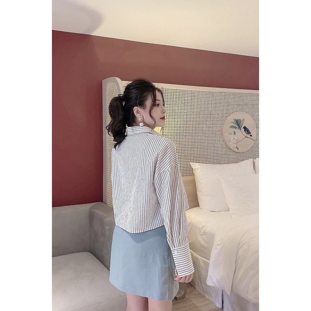 Áo sơ mi nữ công sở 92WEAR đủ màu, đủ size, dài tay kẻ sọc có túi 2 bên ASW0429 | BigBuy360 - bigbuy360.vn