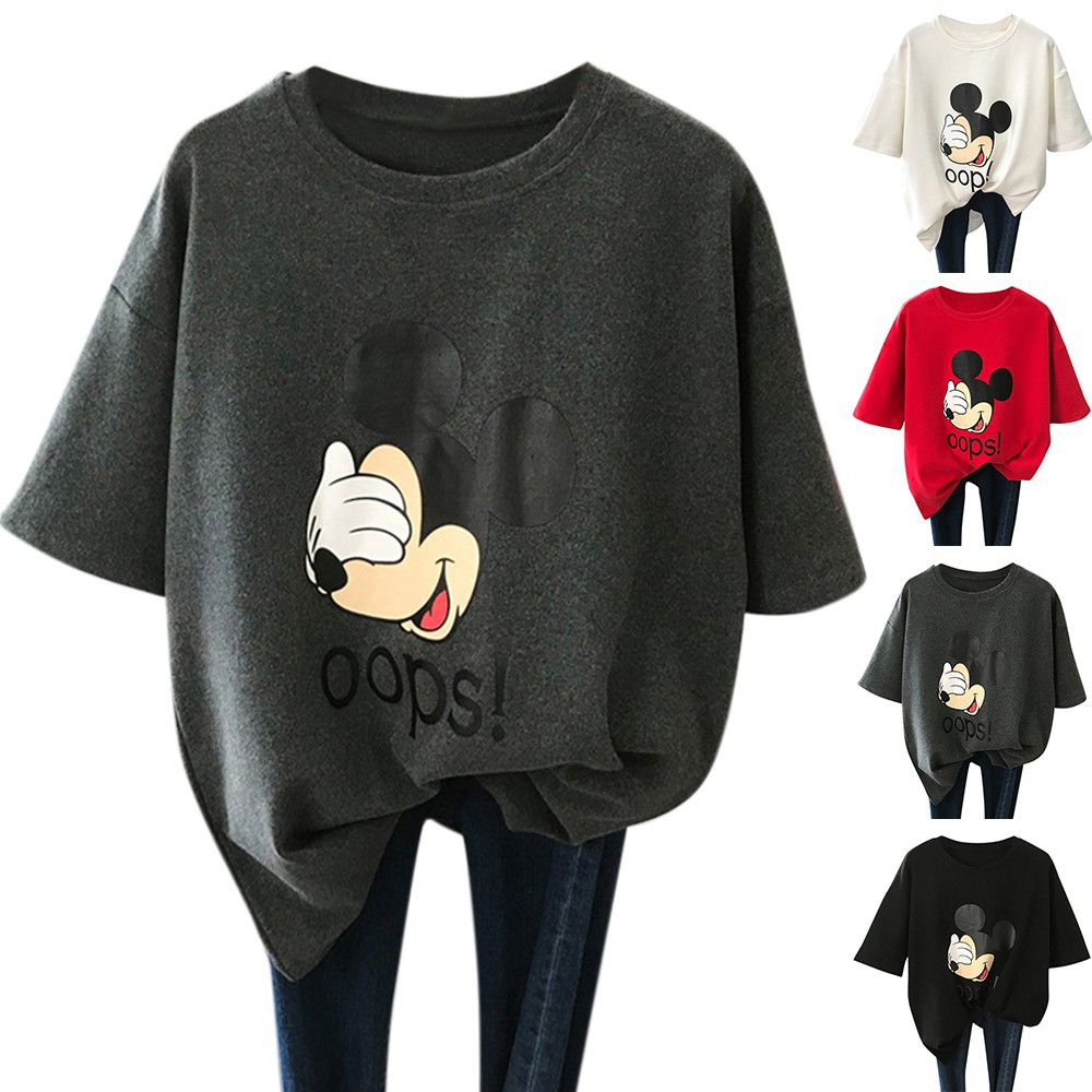 Áo thun tay ngắn in họa tiết chuột Mickey phong cách Hàn Quốc thời trang