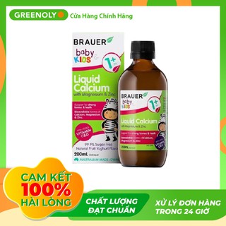 Brauer Nước Uống Bổ Sung Canxi Magie Và Kẽm Cho Trẻ Liquid Calcium with Magnesium and Zinc 200ml
