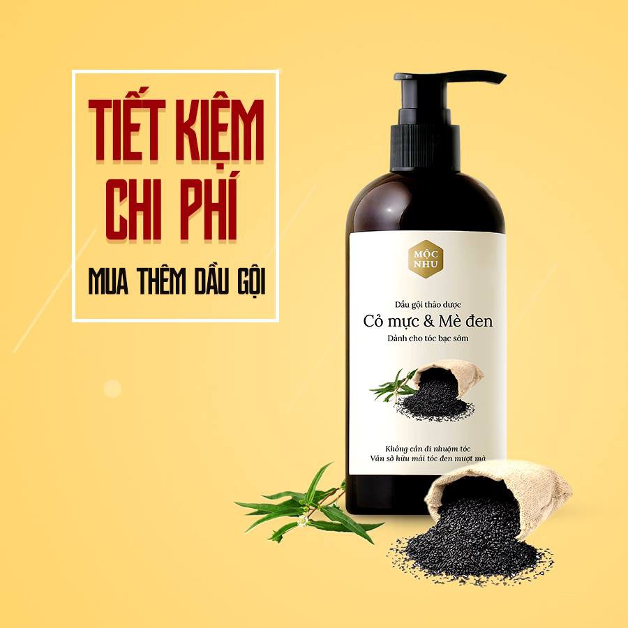 Bộ 2 dầu gội Cỏ Mực Mộc Nhu - làm đen tóc từ thảo dược thiên nhiên