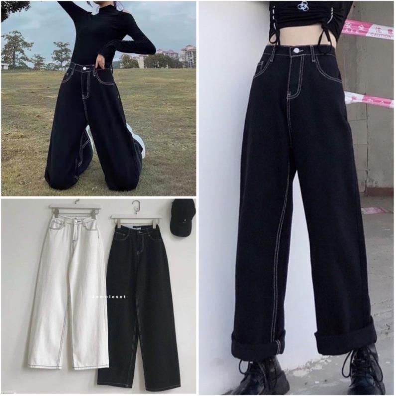 Quần Kaki Chỉ Nổi Form Rộng-Cullotes Dáng Suông Unisex Phong Cách Ullzang Hàn Quốc( Hàng Sẵn, Ảnh Thật)