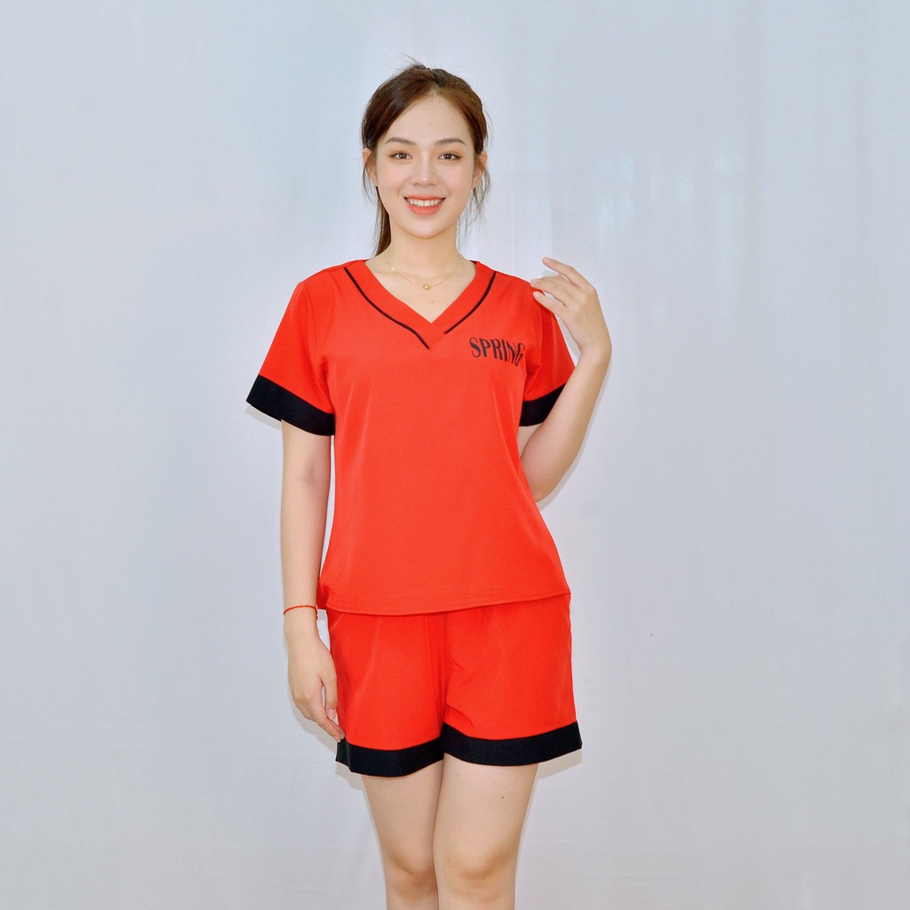 Bộ đồ bộ CỔ TIM MÀU ĐỎ PHA ĐEN CỰC XINH  vải  lụa cao cấp -  Thoải Mái Nhẹ Nhàng