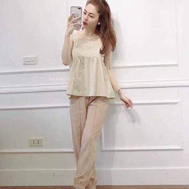 Set áo baby doll + quần ống sớ9