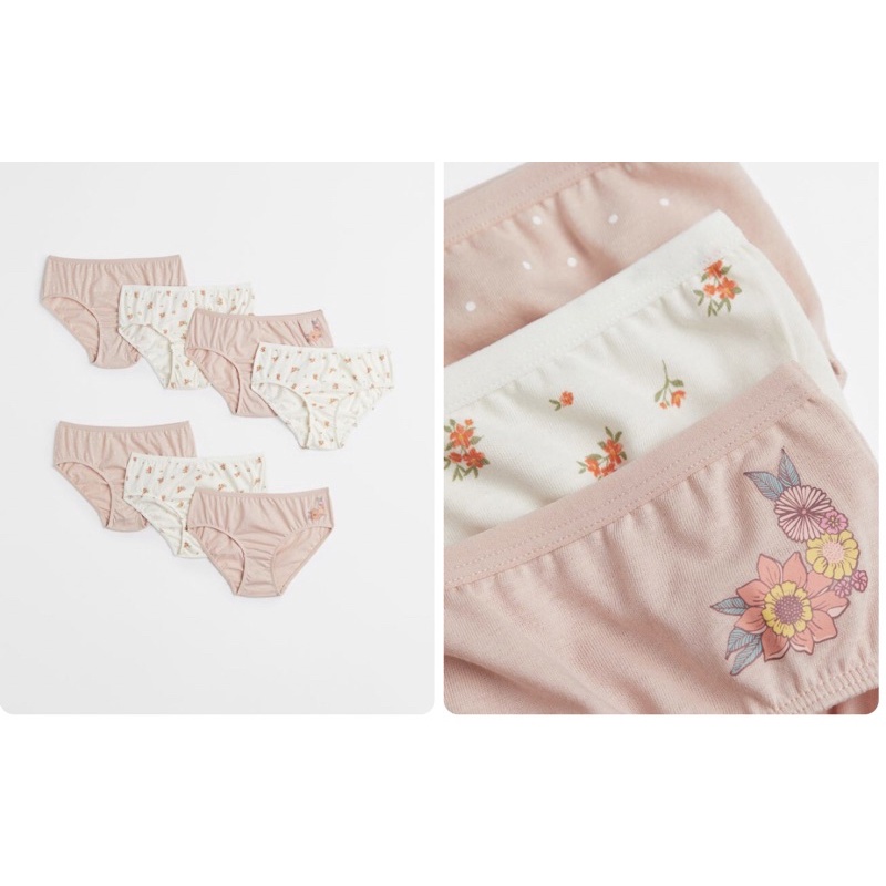 Set gồm 7 quần chip tông hồng trắng hoa nhí dễ thương săn sale Balan sz 14y+