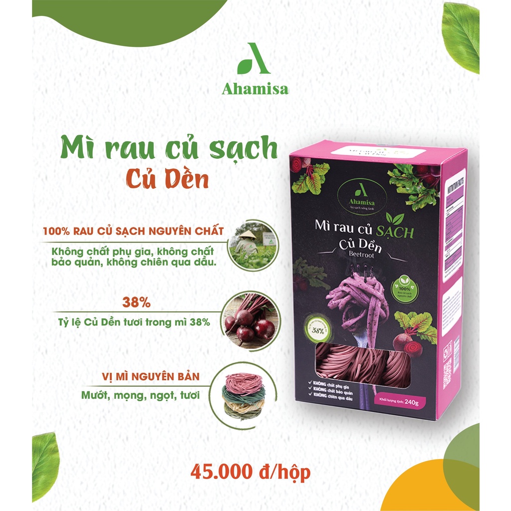 [Có sẵn] Mì Rau Củ Sạch Củ Dền 240g Ahamisa