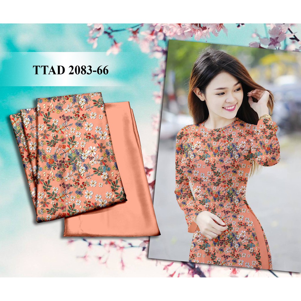 Vải áo dài in 3D họa tiết hoa nhí, chất liệu mềm mịn siêu đẹp