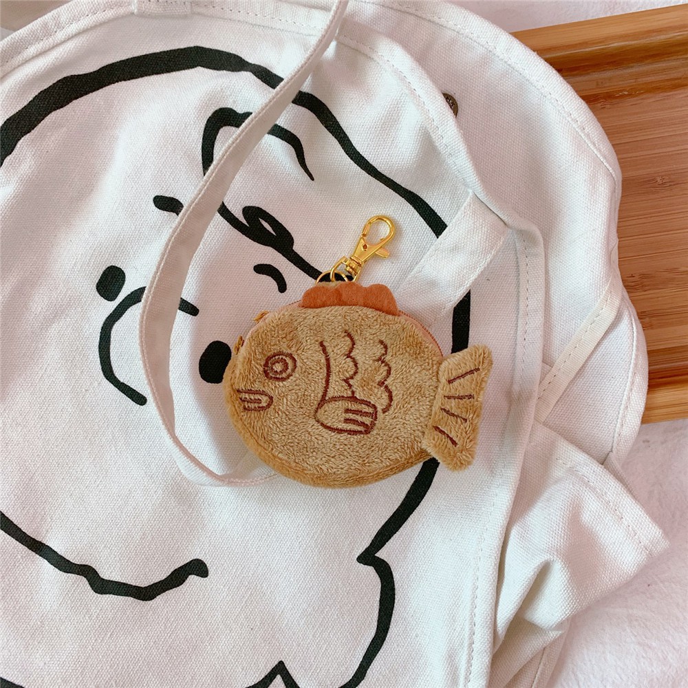 Túi Ví Đựng Tiền Mini Kiêm Keychain Có Đai Đeo Tay Hình Cá Taiyaki