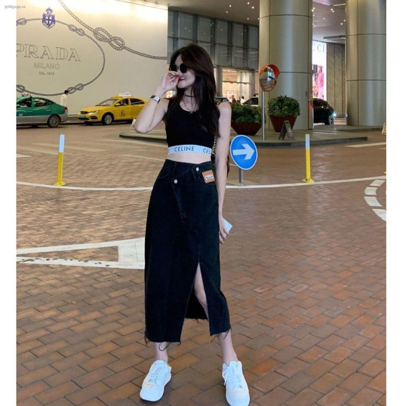 Chân váy jeans xẻ tà vạt chéo có bigsize | BigBuy360 - bigbuy360.vn