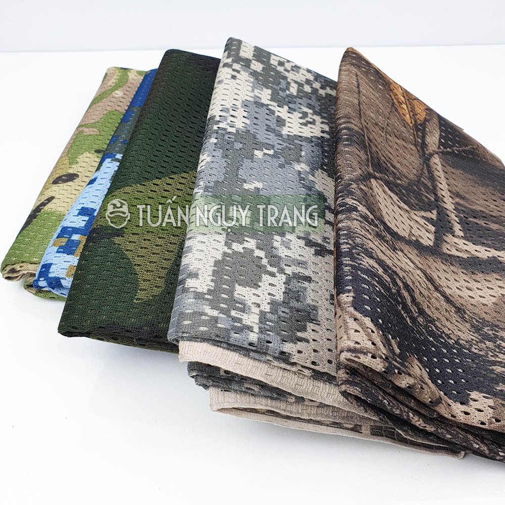 Vải ngụy trang camo quàng cổ thoáng khí chống nắng mùa hè, trùm đầu size 150 x 45cm