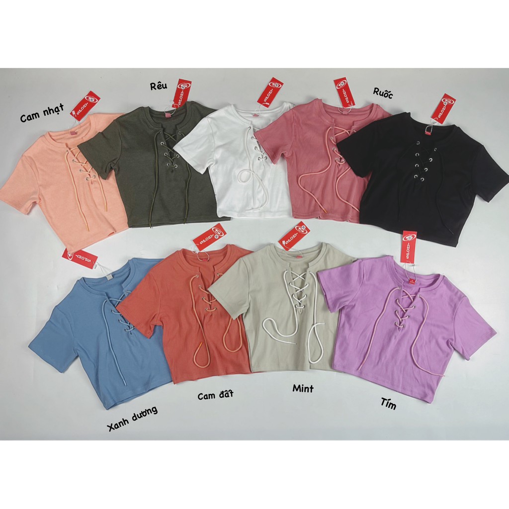 Áo Croptop Thun Gân Đục Lỗ Đan Dây Sexy Cực