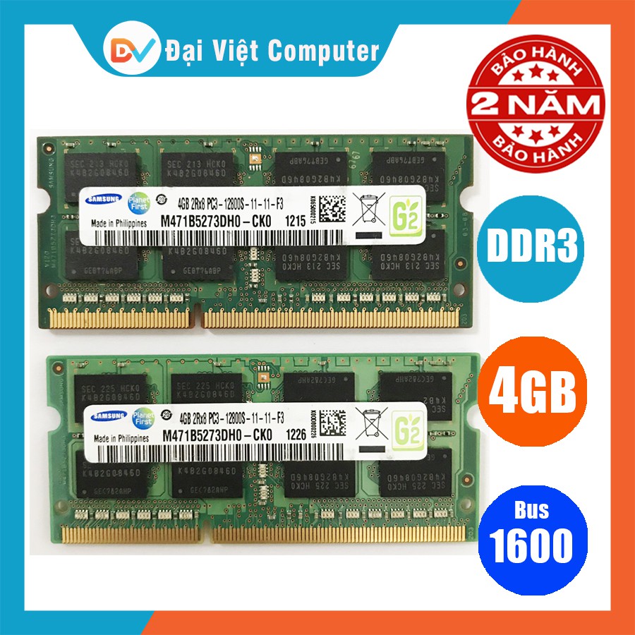  Ram laptop 4GB DDR3 Bus 1600 (hãng ngẫu nhiên) samsung hynix kingston PC3-12800S ...