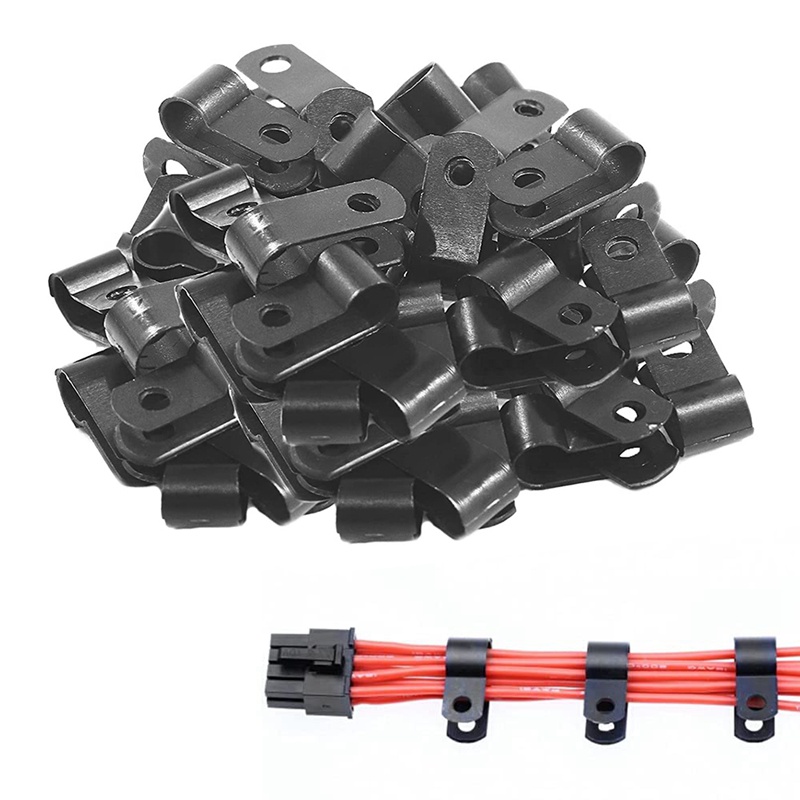 Set 1000 Kẹp Dây Cáp Hình Chữ R Bằng Nilon Màu Đen Kích Thước 1 / 4 Inch Tiện Dụng