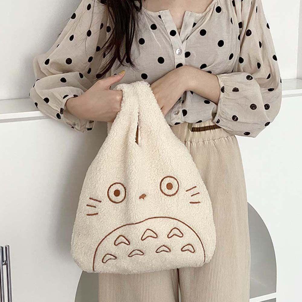 LILYES Túi Đeo Vai Vải Nhung Cỡ Lớn In Hoạt Hình Dễ Thương Cho Nữ
